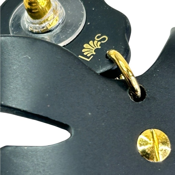 Lele Sadoughi Jet Crystal Lily Earrings Black Pierced Post Signed - Picture 5 of 6